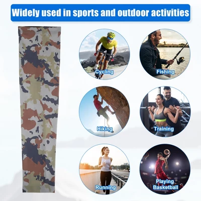 Unique Bargains Basketball Sports Camouflage Cooling Arm Elbow Compression Sleeve Brown Blue Yellow 1 Pair 1 Unique Bargains Basketball Sports Camouflage Cooling Arm Elbow Compression Sleeve Brown Blue Yellow 1 Pair