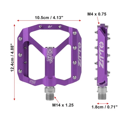 Unique Bargains Non-Slip Pedals Platform Flat Bicycle Pedals 9/16" For Road Bikes MTB Mountain Bike Purple 1 Pair 2 Unique Bargains Non-Slip Pedals Platform Flat Bicycle Pedals 9/16" For Road Bikes MTB Mountain Bike Purple 1 Pair - Image 2
