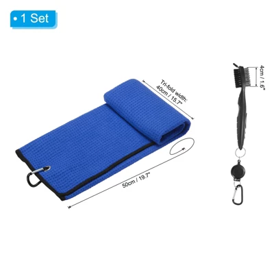 Unique Bargains Microfiber Waffle Tri-Fold Golf Towel With Groove Cleaner 1 Set 20"x16" 1 Unique Bargains Microfiber Waffle Tri-Fold Golf Towel With Groove Cleaner 1 Set 20"x16"