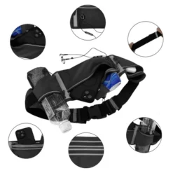 Unique Bargains Waist Pack Bag With Water Bottle Holder Black 1 Pc