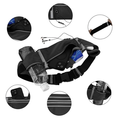 Unique Bargains Waist Pack Bag With Water Bottle Holder Black 1 Pc 1 Unique Bargains Waist Pack Bag With Water Bottle Holder Black 1 Pc