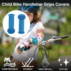 Unique Bargains Child Bike Handlebar Grips Covers 4.33" Blue 1 Pair