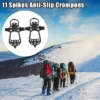 Unique Bargains Crampons Ice Cleats Shoes Spikes Grips Traction Black 1 Pair