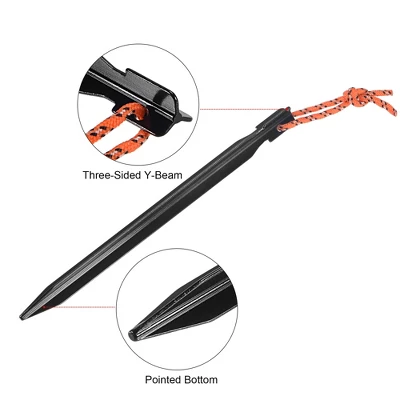 Unique Bargains Tent Stakes Y-Beam Camping Pegs With Pull Rope Aluminum For Tarp 6 Pcs 2 Unique Bargains Tent Stakes Y-Beam Camping Pegs With Pull Rope Aluminum For Tarp 6 Pcs - Image 2