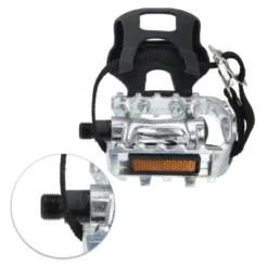 Unique Bargains Bicycle Pedals 9/16'' Spindle Platform With Toe Clips Fixed Foot Strap Cycling Parts Black Silver Tone 1 Pair -Futuro Brand GUEST e047f24f cc83 4a2c 845c df5bf2441d94