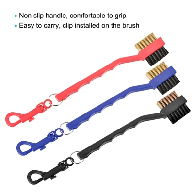 Unique Bargains Double-Sided Dust Cleaning Groove Cleaner With Clip Golf Club Brushes 3 Pcs Red Blue Black 2 Unique Bargains Double-Sided Dust Cleaning Groove Cleaner With Clip Golf Club Brushes 3 Pcs Red Blue Black - Image 2