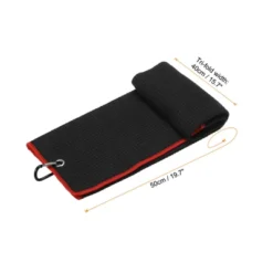 Unique Bargains Super Absorbent Waffle Pattern Tri-Fold Golf Towels With D Clips 20"x16"