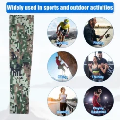 Unique Bargains Basketball Sports Camouflage Cooling Arm Elbow Compression Sleeve Green Brown Blue 1 Pair
