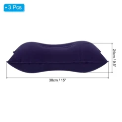 Unique Bargains Neck Support For Hiking Travel Flocked Inflatable Camping Pillows 3 Pcs 15" X 9.5"
