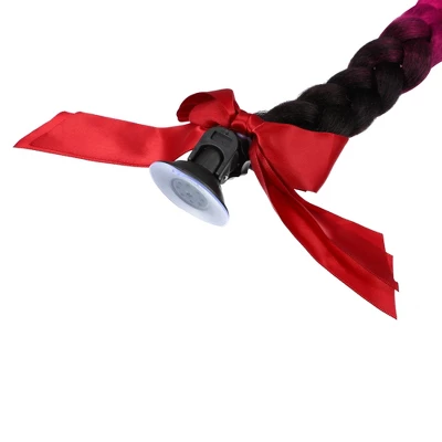 Unique Bargains Bicycle Motorcycle Helmet Pigtail Braids Hair Suction Cup Black Rose Red 22" 3 Unique Bargains Bicycle Motorcycle Helmet Pigtail Braids Hair Suction Cup Black Rose Red 22" - Image 3