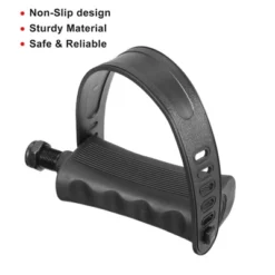 Unique Bargains Exercise Bike Pedals With Straps 9/16 Inch Spindle Cycling Parts 14mm Spindle Black 1 Pair