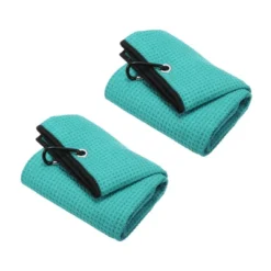Unique Bargains Super Absorbent Waffle Pattern Tri-Fold Microfiber Golf Towels With D Clips 20"x16" 2 Pcs -Futuro Brand GUEST e753287c 9eaf 4e39 95f8 7e8f597c11c6