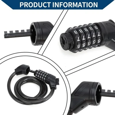 Unique Bargains Bicycle Lock Bicycle Padlock 5 Digit Resettable Bike Cable Lock Black 1Set 1 Unique Bargains Bicycle Lock Bicycle Padlock 5 Digit Resettable Bike Cable Lock Black 1Set