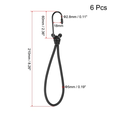 Unique Bargains Camping Outdoor Tent Elastic Rope With Hooks Black 6 Pcs 1 Unique Bargains Camping Outdoor Tent Elastic Rope With Hooks Black 6 Pcs