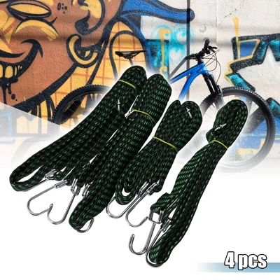 Unique Bargains Rubber Tensioner Motorcycle Bicycle Lashing Strap Luggage Rope W/Hook Green 4 Pcs 1 Unique Bargains Rubber Tensioner Motorcycle Bicycle Lashing Strap Luggage Rope W/Hook Green 4 Pcs