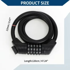 Unique Bargains Bike Spiral Lock 5 Digit Resettable Bike Cable Lock Matte Black 47.24" 1 Set 8 Unique Bargains Bike Spiral Lock 5 Digit Resettable Bike Cable Lock Matte Black 47.24" 1 Set -Futuro Brand GUEST ed66c655 dfb8 4de9 a481 dfec4c9faff8