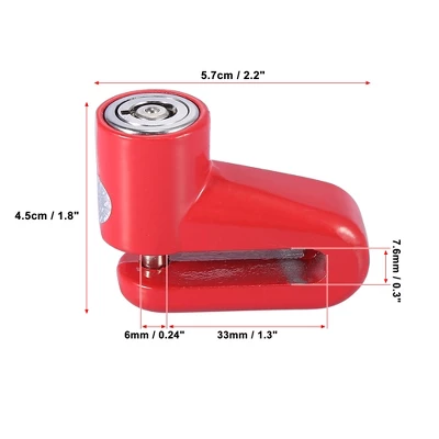 Unique Bargains Universal Mountain Bike Motorcycle Anti-theft Disc Brake Lock Red With Yellow Rope Set 2.2" X 1.8" X 1.0" 2 Unique Bargains Universal Mountain Bike Motorcycle Anti-theft Disc Brake Lock Red With Yellow Rope Set 2.2" X 1.8" X 1.0" - Image 2