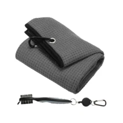 Unique Bargains Microfiber Waffle Tri-Fold Golf Towel With Groove Brush 1 Set 20"x16" -Futuro Brand GUEST ef6306e4 d2a5 468c b252 0e927710d800