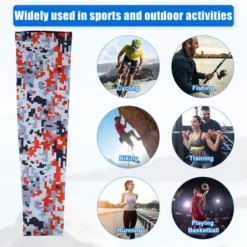 Unique Bargains Basketball Sports Camouflage Cooling Arm Elbow Compression Sleeve Red 1 Pair