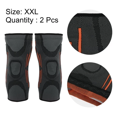 Unique Bargains Knee Brace Protection With Patella Gel Pads For Physical Exercise Pain Ease Gray With Orange Line 2Pcs 3 Unique Bargains Knee Brace Protection With Patella Gel Pads For Physical Exercise Pain Ease Gray With Orange Line 2Pcs - Image 3