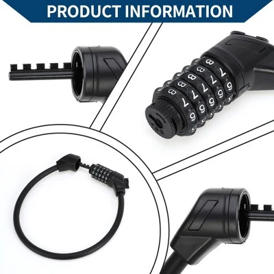 Unique Bargains Bicycle Padlock Cable Spiral Lock 5 Digit Resettable Bike Cable Lock Black 1 Unique Bargains Bicycle Padlock Cable Spiral Lock 5 Digit Resettable Bike Cable Lock Black