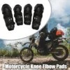 Unique Bargains Roundhead Motorcycle Knee Elbow Pads Motorcycle Knee Guards With Adjustable Strap For Adults Black 4 Pcs