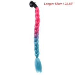 Unique Bargains Helmet Decor Pigtail Gradient Blue Dark Pink 22.83"