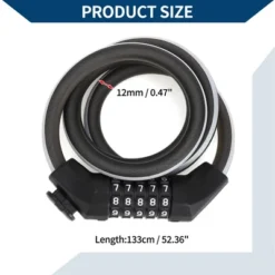 Unique Bargains Bike Lock 5 Digit Resettable Bike Cable Adjustable Bike Chain Lock Black 1 Set -Futuro Brand GUEST fd43388b 008c 4690 98a3 c81970d30328