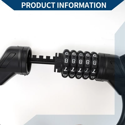 Unique Bargains Bike Spiral Lock 5 Digit Resettable Bike Cable Lock Matte Black 47.24" 1 Set 2 Unique Bargains Bike Spiral Lock 5 Digit Resettable Bike Cable Lock Matte Black 47.24" 1 Set - Image 2